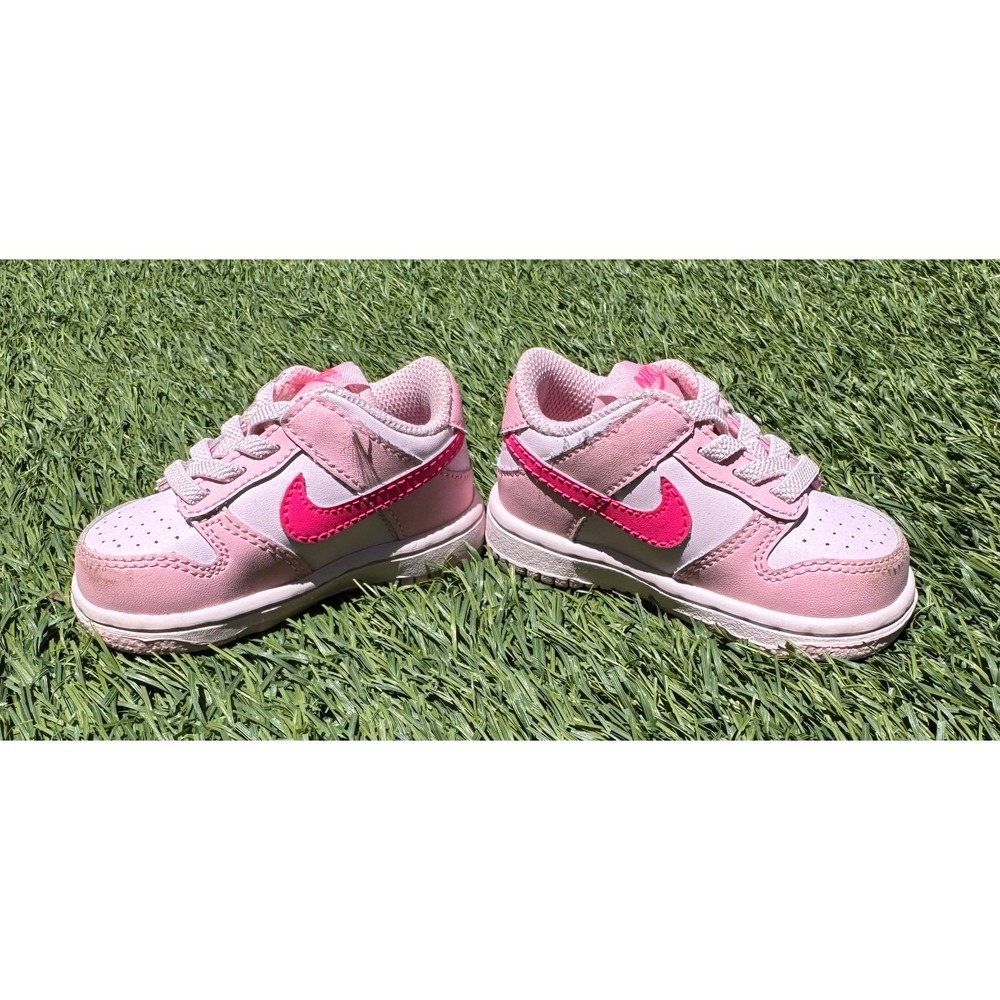 Nike Toddler Girls Pink Sneakers Hook Loop Strap Low Top Shoes Size 4C